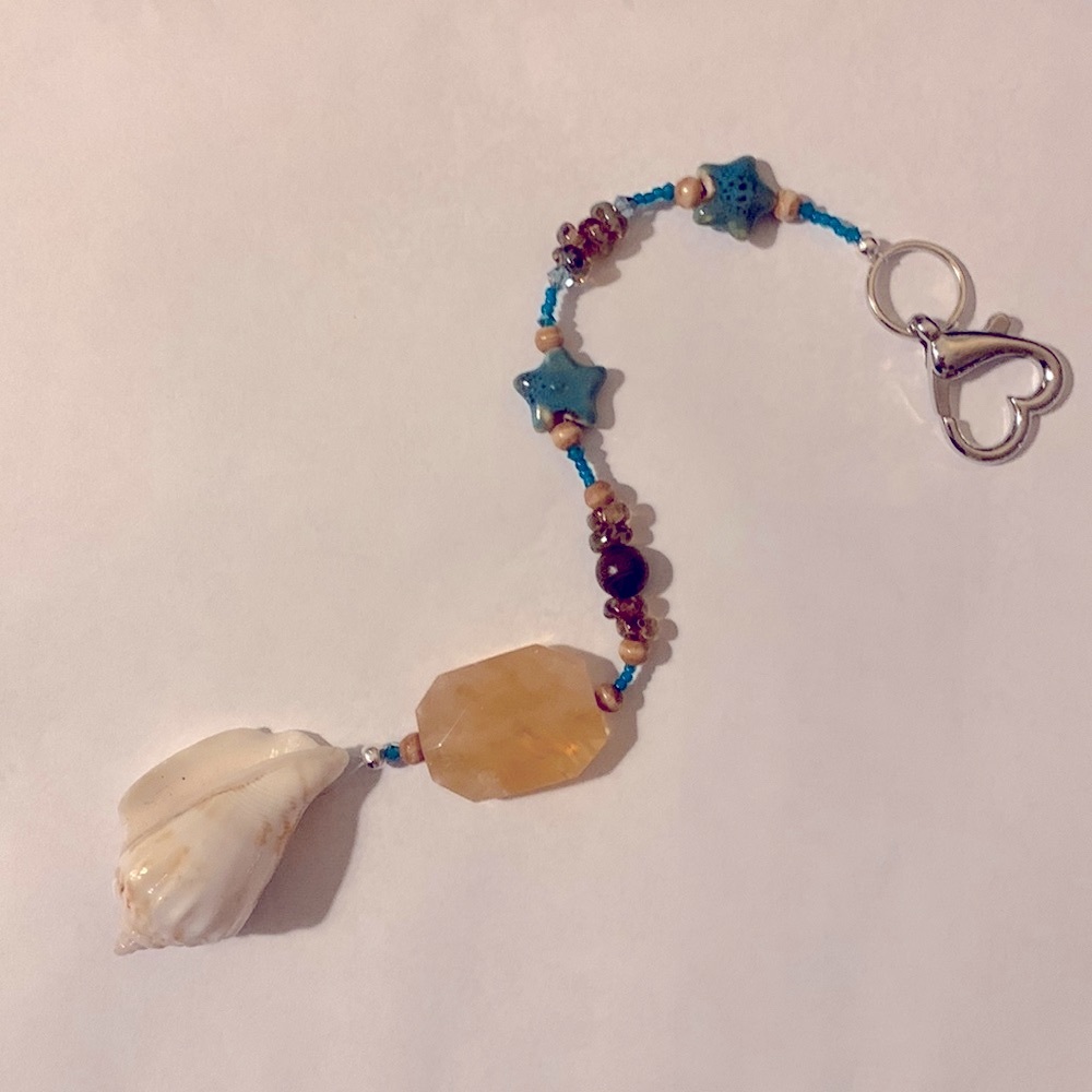 Beachy bag Citrine charm or keychain
